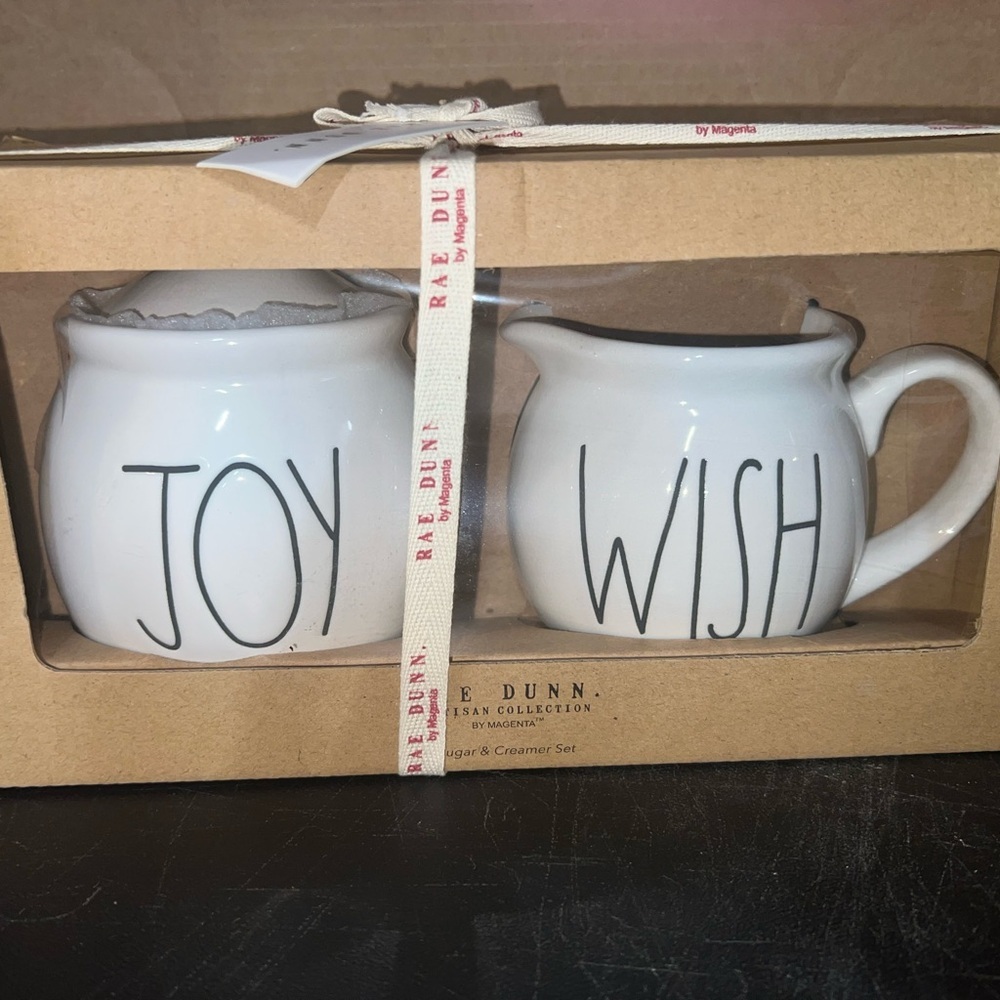 Rae Dunn White Joy Wish Sugar and Creamer Set